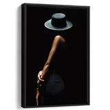 Woman In Black Hat Framed Canvas Prints Wall Art Home Decor, Floating Frame
