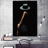 Woman In Black Hat Framed Art Print Wall Art Decor,Framed Picture