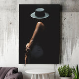 Woman In Black Hat Canvas Prints Wall Art Home Decor