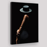 Woman In Black Hat Canvas Prints Wall Art Home Decor