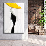 Woman In Yellow Hat Framed Canvas Prints Wall Art Home Decor, Floating Frame