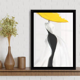 Woman In Yellow Hat Framed Canvas Prints Wall Art Home Decor, Floating Frame