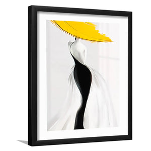 Woman In Yellow Hat Framed Art Prints Wall Art Decor, White Border