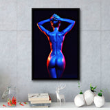 Woman Silhouette Canvas Painting, Black And White, Framed Canvas Prints Wall Art Home Decor,Floating Frame, Ready to Hang