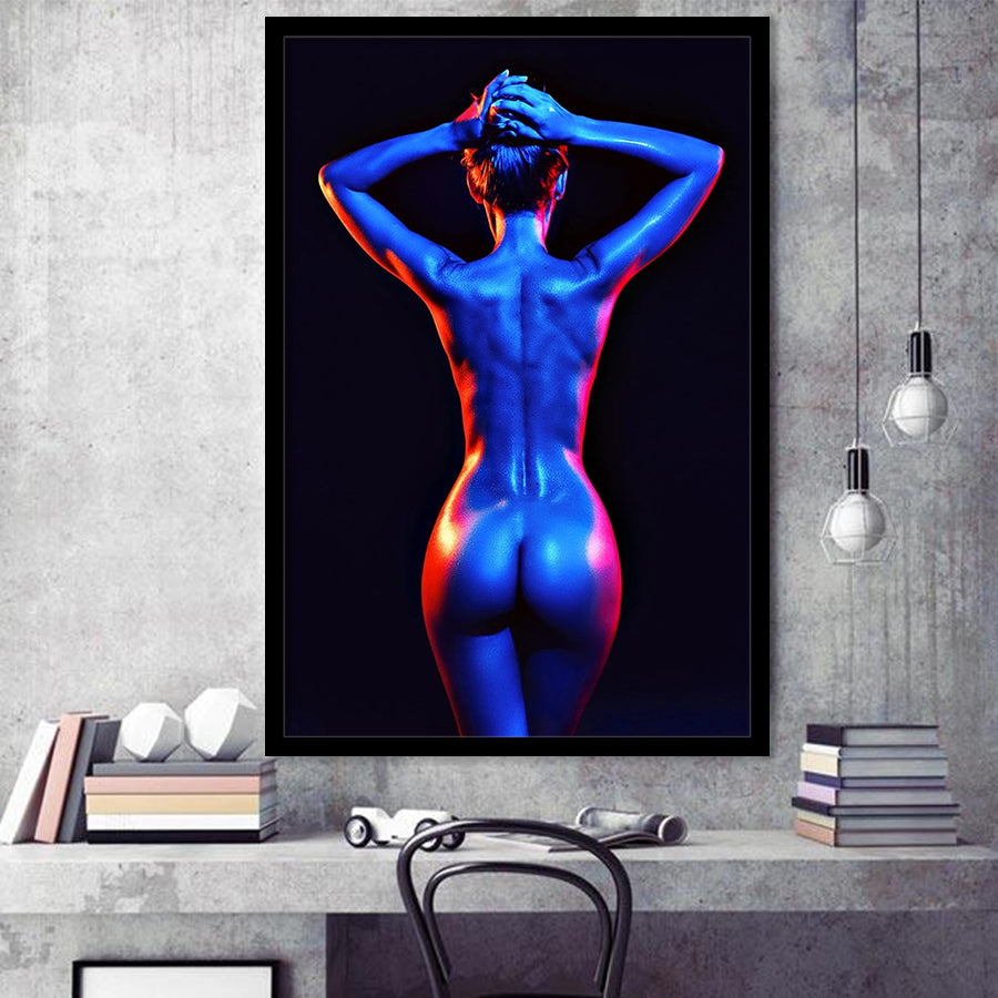 Woman Silhouette Painting, Black And White, Framed Art Prints Wall Art Home Decor, Ready to Hang