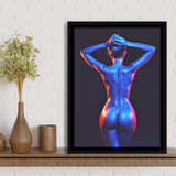 Woman Silhouette Canvas Painting, Black And White, Framed Canvas Prints Wall Art Home Decor,Floating Frame, Ready to Hang