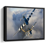 Fighter Planes North American P 51 Mustang Fighter Us Army Framed Canvas Prints Wall Art Decor - Painting Canvas, Black Framed Picture