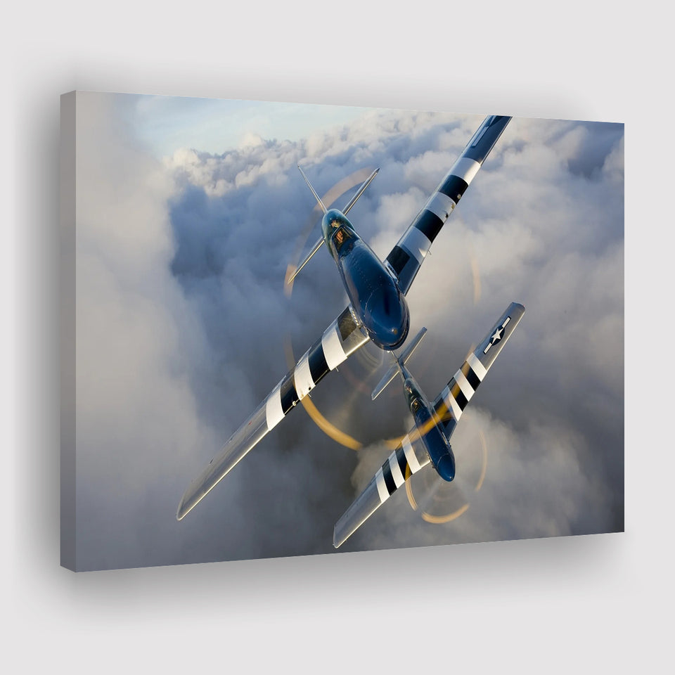 Fighter Planes North American P 51 Mustang Fighter Us Army Canvas Prints Wall Art Decor - Painting Canvas, Art Prints, Ready to Hang