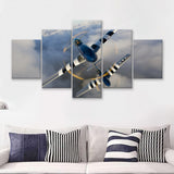 Fighter Planes North American P 51 Mustang Fighter Us Army 5 Piece Canvas Prints Wall Art Decor - Painting Canvas, Multi Panels