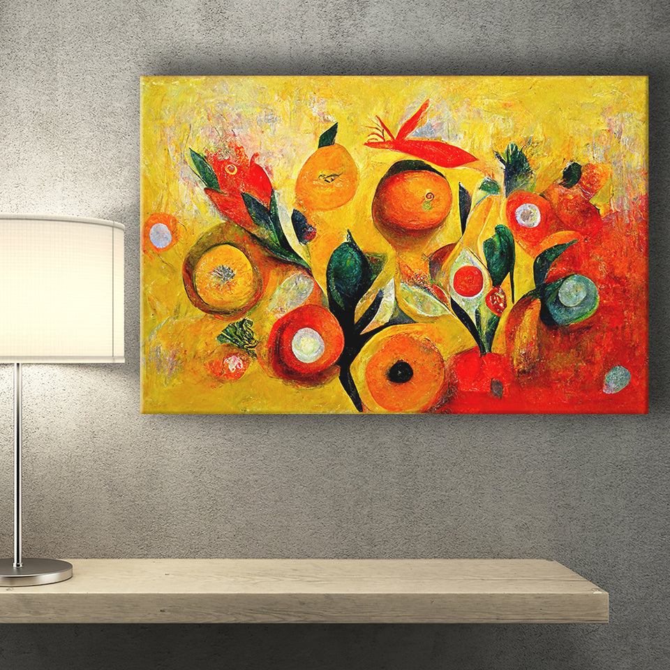 Yellow Orange Oipainting Abstract Art Canvas Prints Wall Art - Painting Canvas,Wall Decor,Art Print,Home Decor