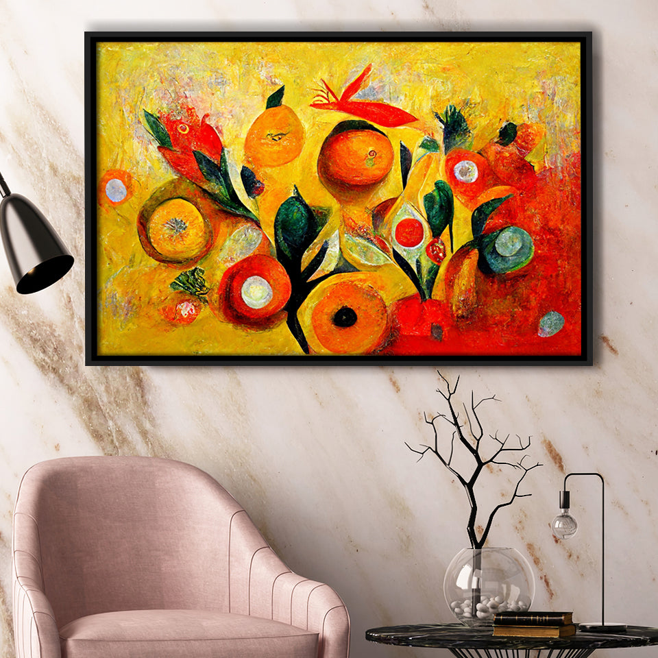 Yellow Orange Oipainting Abstract Art Framed Canvas Prints Wall Art - Painting Canvas,Framed Picture,Home Art Wall Decor