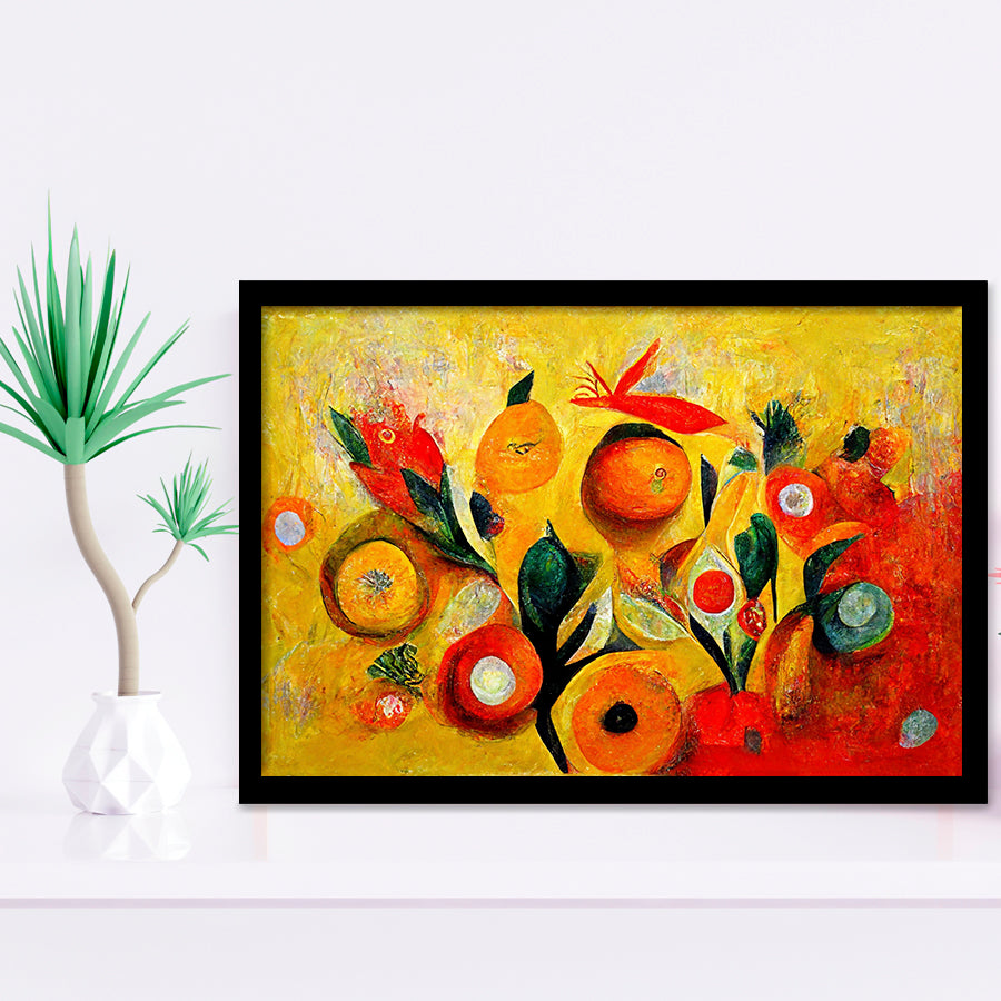Yellow Orange Oipainting Abstract Art Framed Art Print Wall Decor - Painting Art, Framed Picture, Home Decor