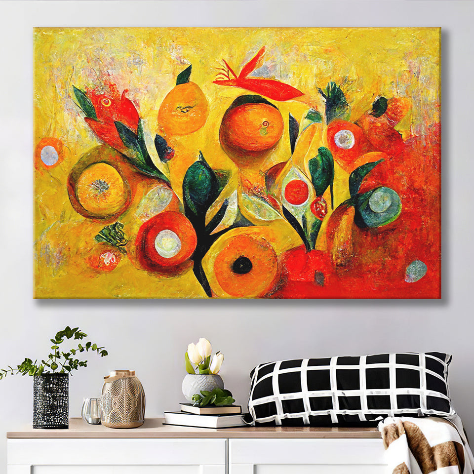Yellow Orange Oipainting Abstract Art Canvas Prints Wall Art - Painting Canvas,Wall Decor,Art Print,Home Decor