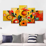 Yellow Orange Oipainting Abstract Art 5 Piece Multi Panels Canvas Prints Wall Art - Painting Canvas,Wall Decor