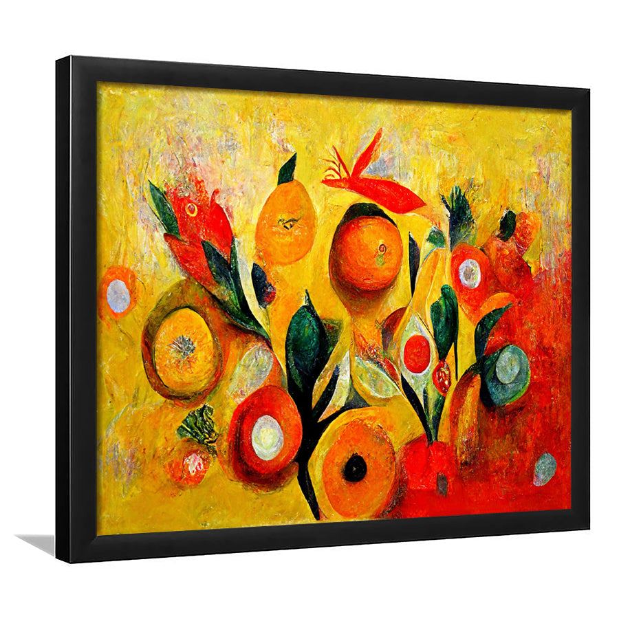Yellow Orange Oipainting Abstract Art Framed Art Print Wall Decor - Painting Art, Framed Picture, Home Decor